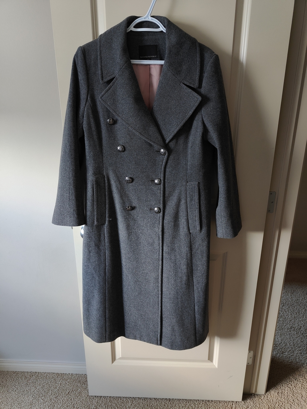 Banana Republic Gray Double-Breasted Trench Coat